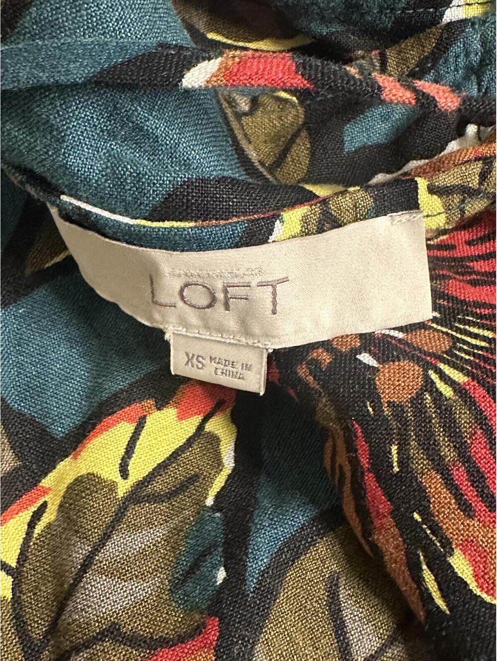 Ann Taylor LOFT teal floral linen-blend halter maxi dress XS coastal tropical - Picture 7 of 8